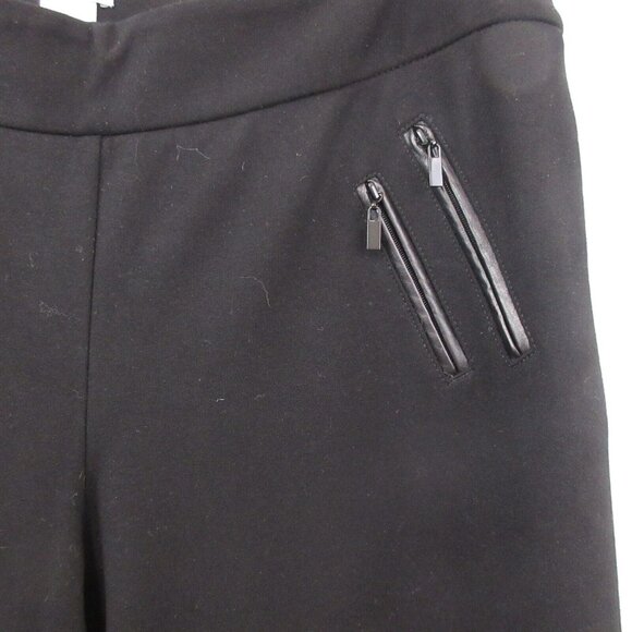 Cache Pants Womens Sz 14 Black Straight Leg Side Zip Faux Front Pockets w Zipper - Picture 2 of 7